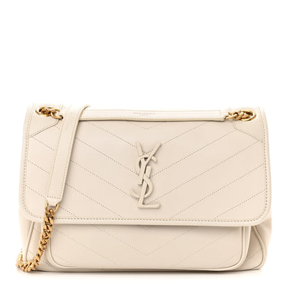 Saint Laurent Lambskin Matelasse Monogram Medium Niki Chain Satchel Ivory 1 of 9
