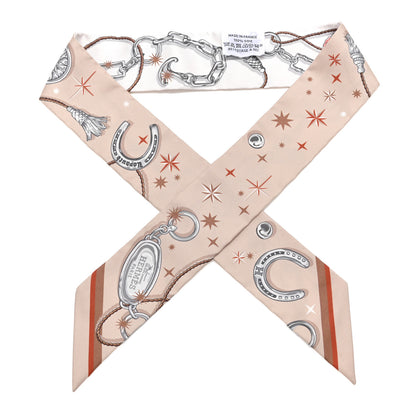 Hermes Silk C'est la Fete Twilly Beige Rose Caramel White 1 of 4