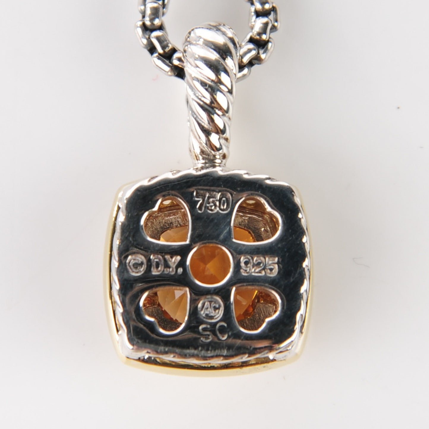 Sterling Silver Pave 18K Yellow Gold Citrine Yellow Sapphire 7mm Petite Albion Necklace