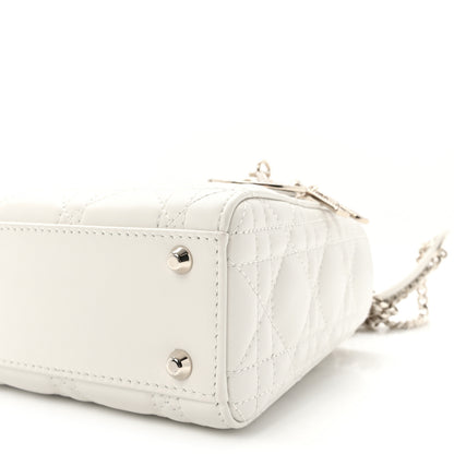 Christian Dior Lambskin Swarovski Crystal Cannage Mini Lady Dior White 8 of 9