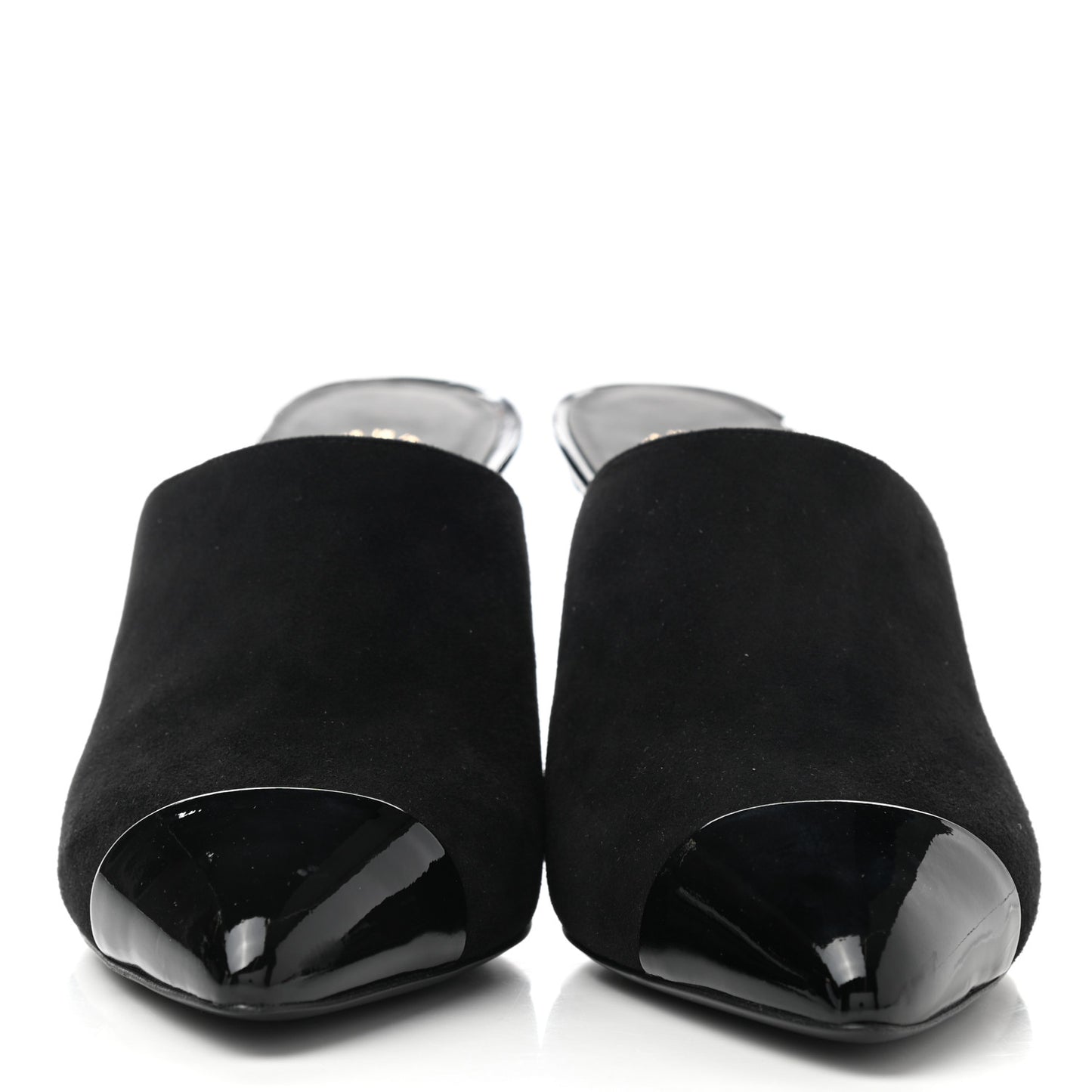Suede Patent Calfskin Cap Toe Pearl Mule 39 Black