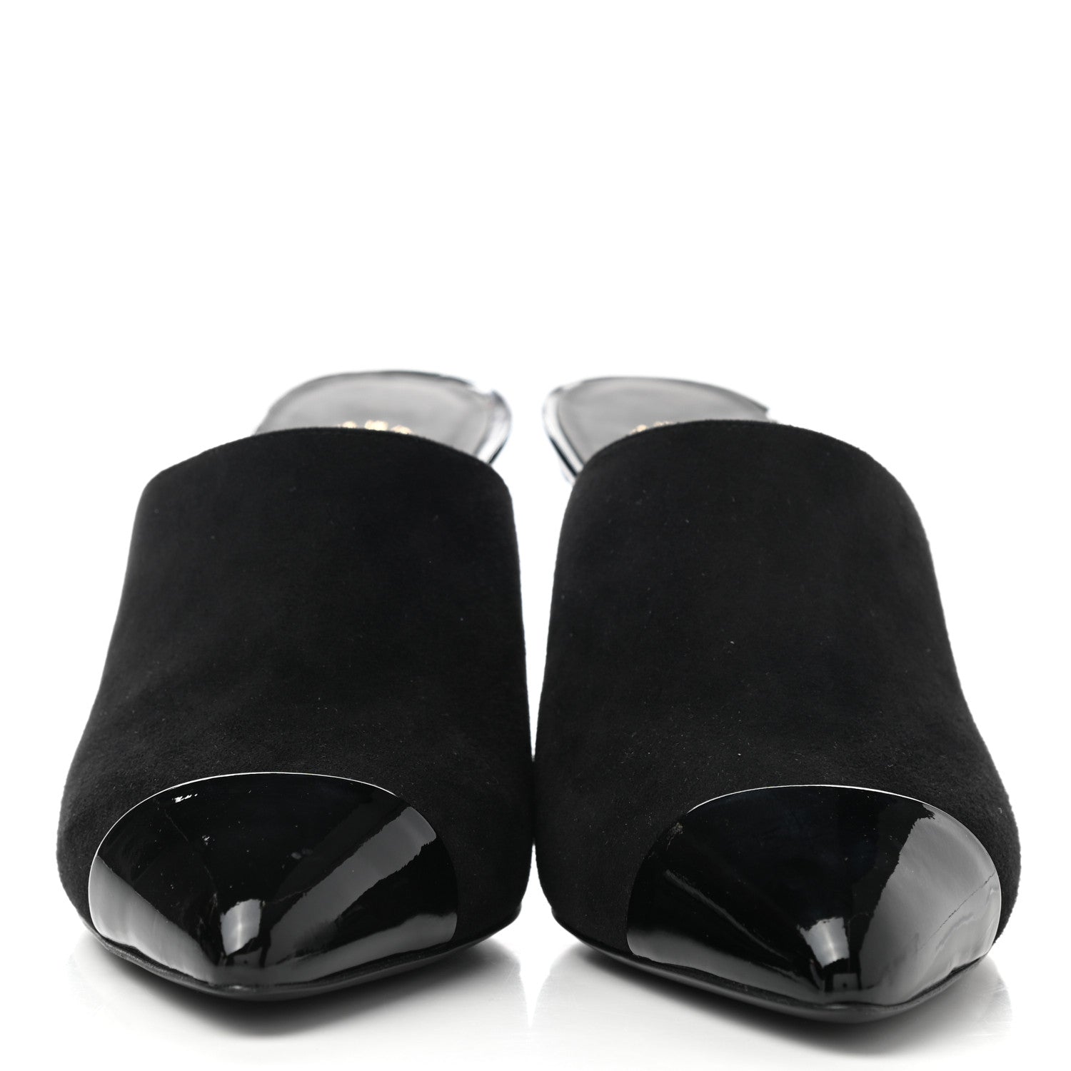 Chanel Suede Patent Calfskin Cap Toe Pearl Mule 39 Black 2 of 9
