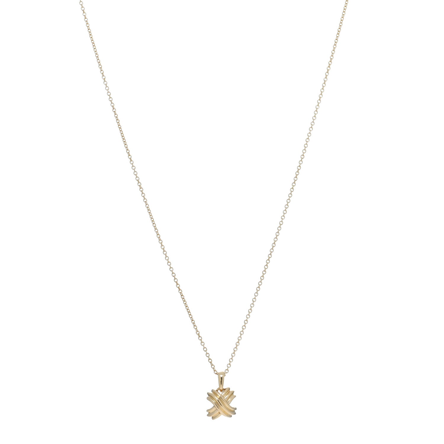 Tiffany 18K Yellow Gold Mini Signature X Pendant Necklace 1 of 4