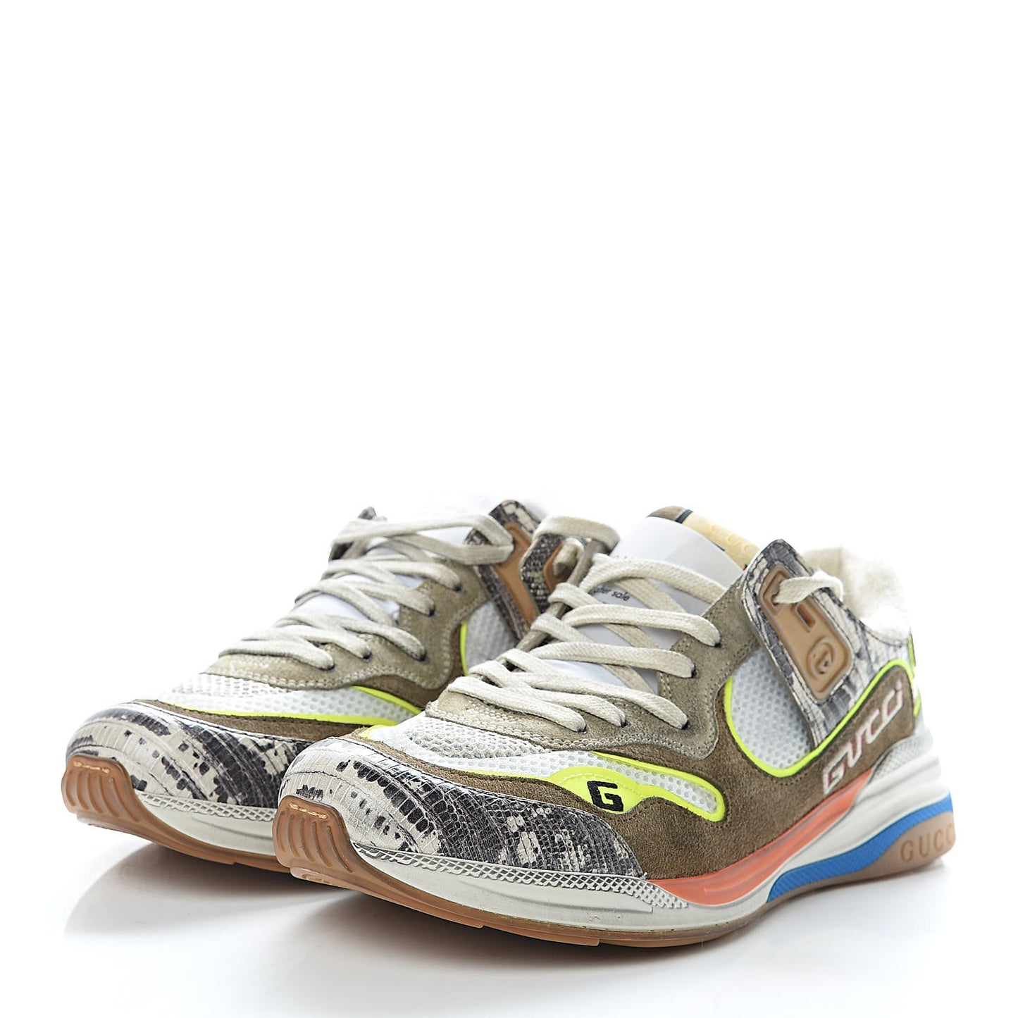Suede Calfskin Tejus Printed Womens Ultrapace Sneakers 39.5 Natural Ardesia Neon Yellow