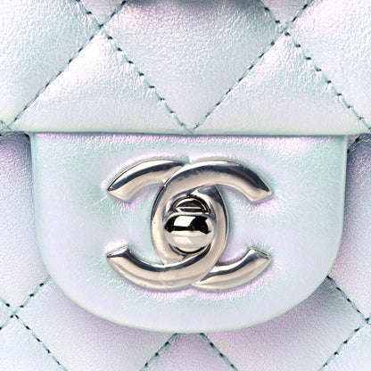 Chanel Iridescent Calfskin Quilted Mini Rectangular Flap Light Blue 8 of 11