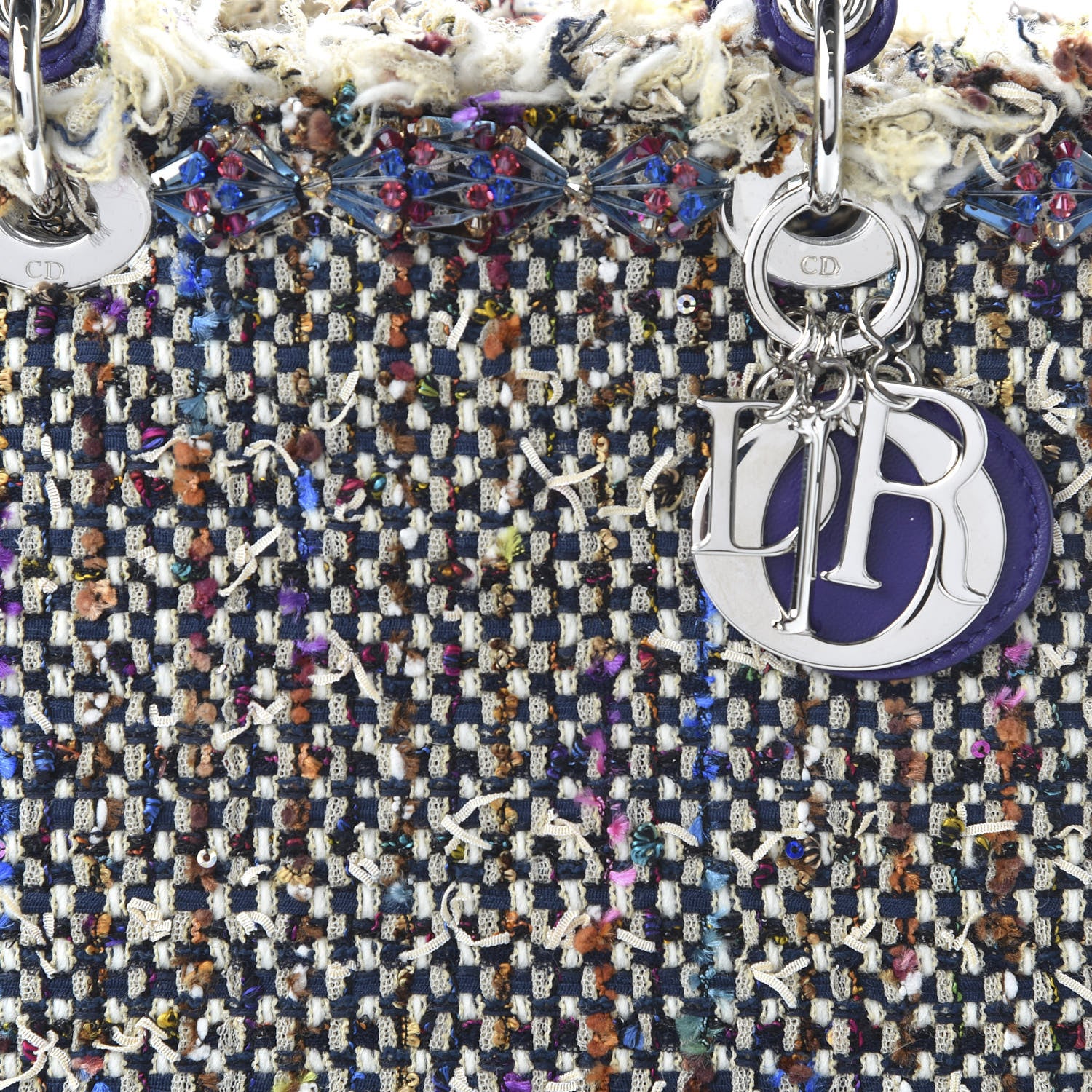 Christian Dior Tweed Fringe Medium Lady Dior Purple 9 of 9