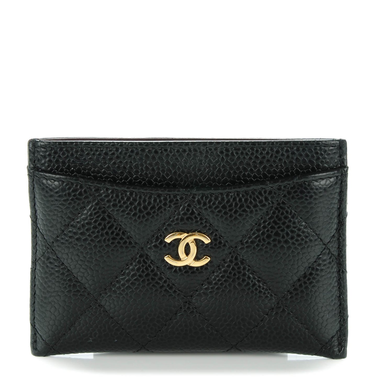 Caviar Quilted Card Holder Black
