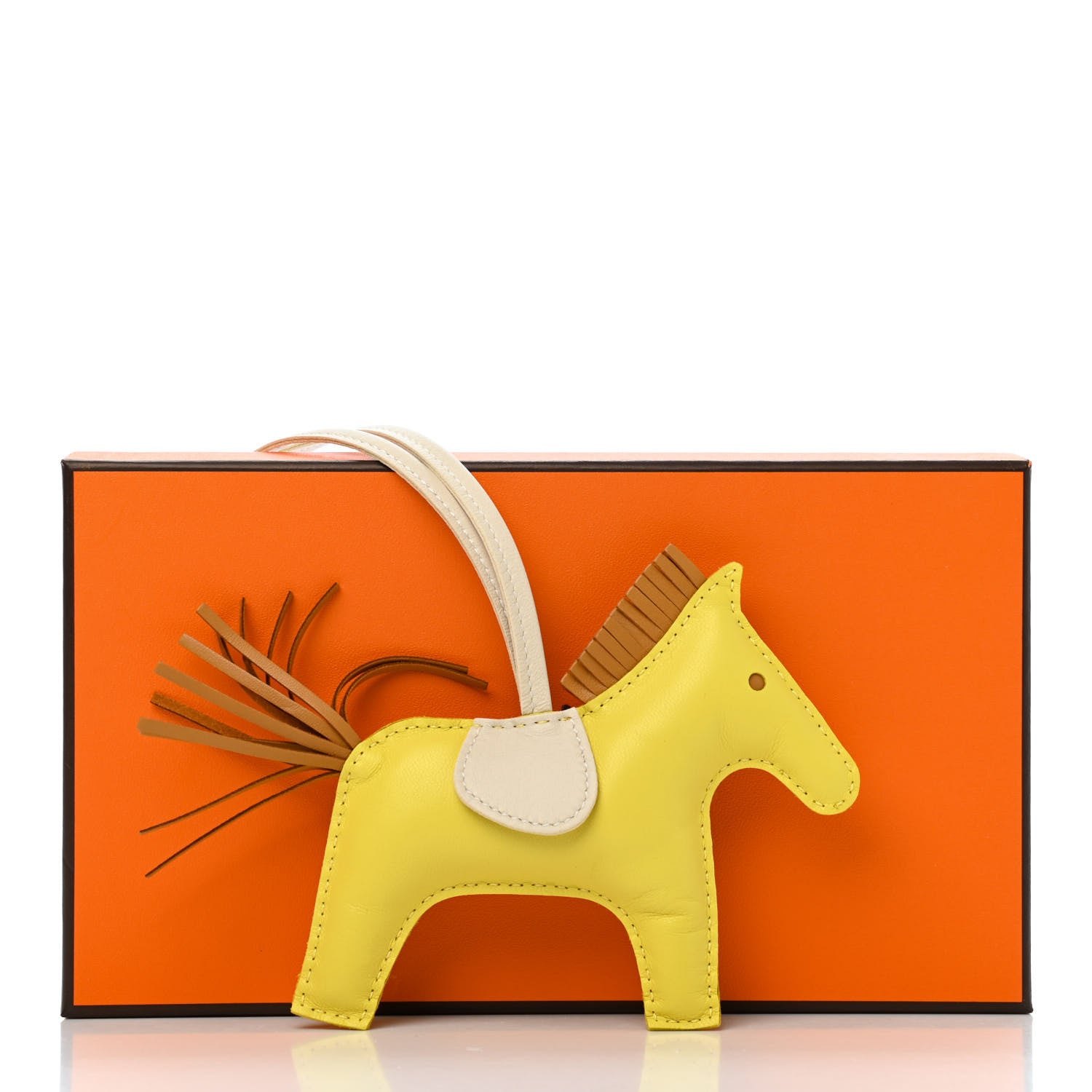 Hermes Milo Lambskin Grigri Rodeo Horse Bag Charm MM Lime Sesame Craie 6 of 6
