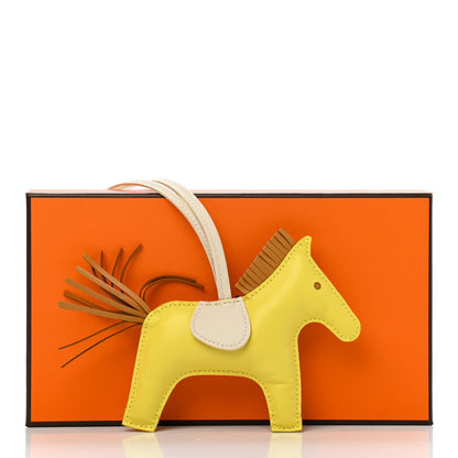Hermes Milo Lambskin Grigri Rodeo Horse Bag Charm MM Lime Sesame Craie 6 of 6