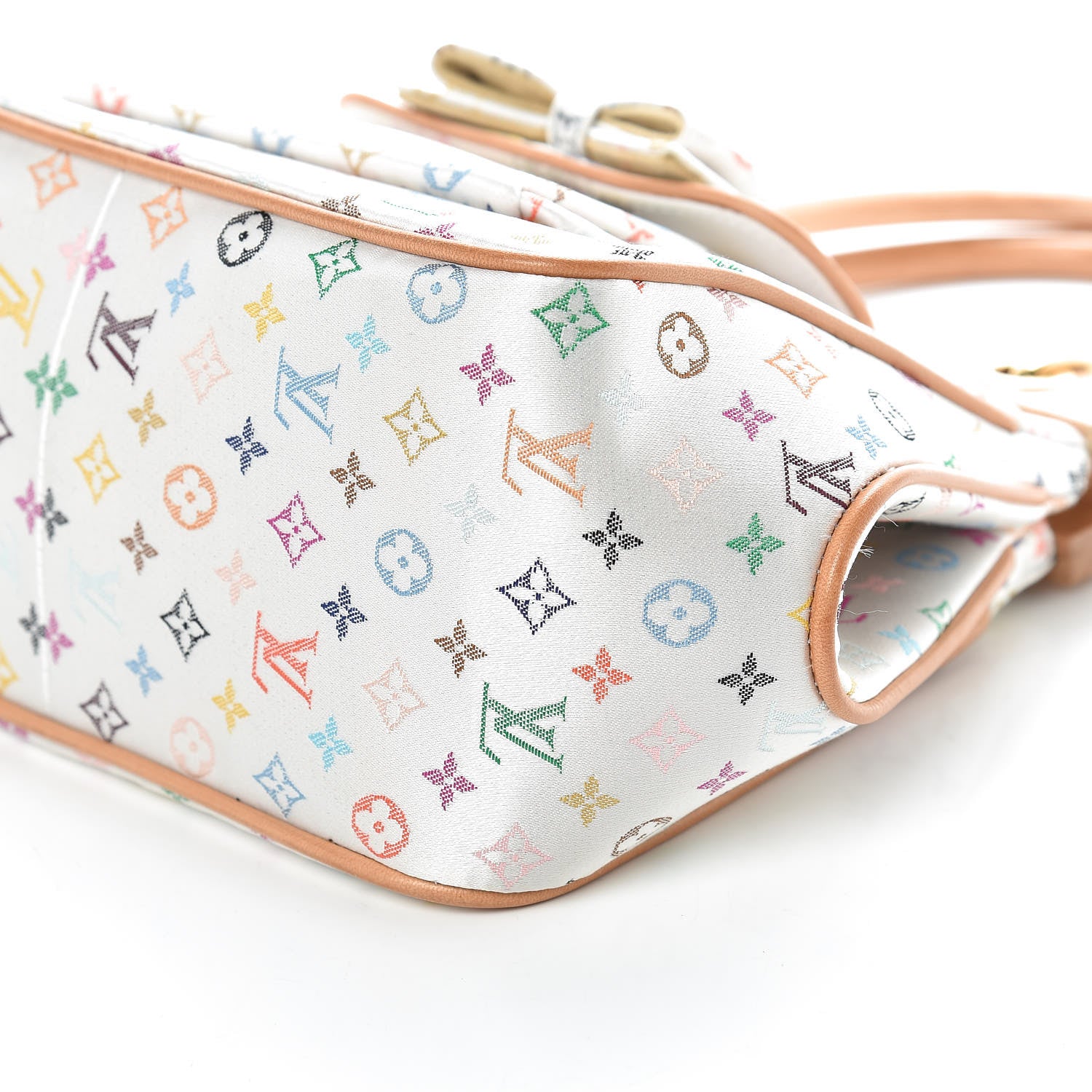 Louis Vuitton Silk Satin Monogram Multicolor Abelia White 8 of 9