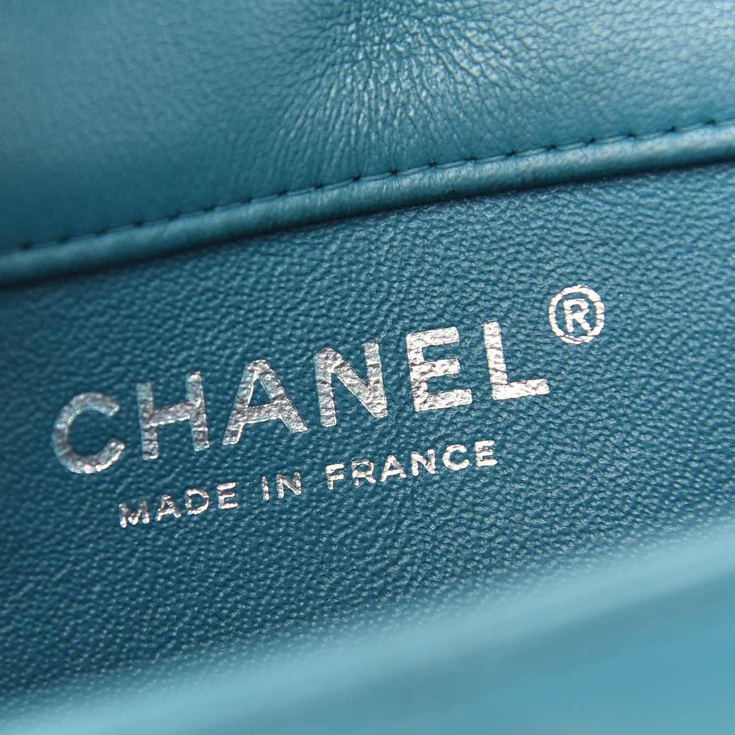 Lambskin Quilted Extra Mini Rectangular Flap Turquoise