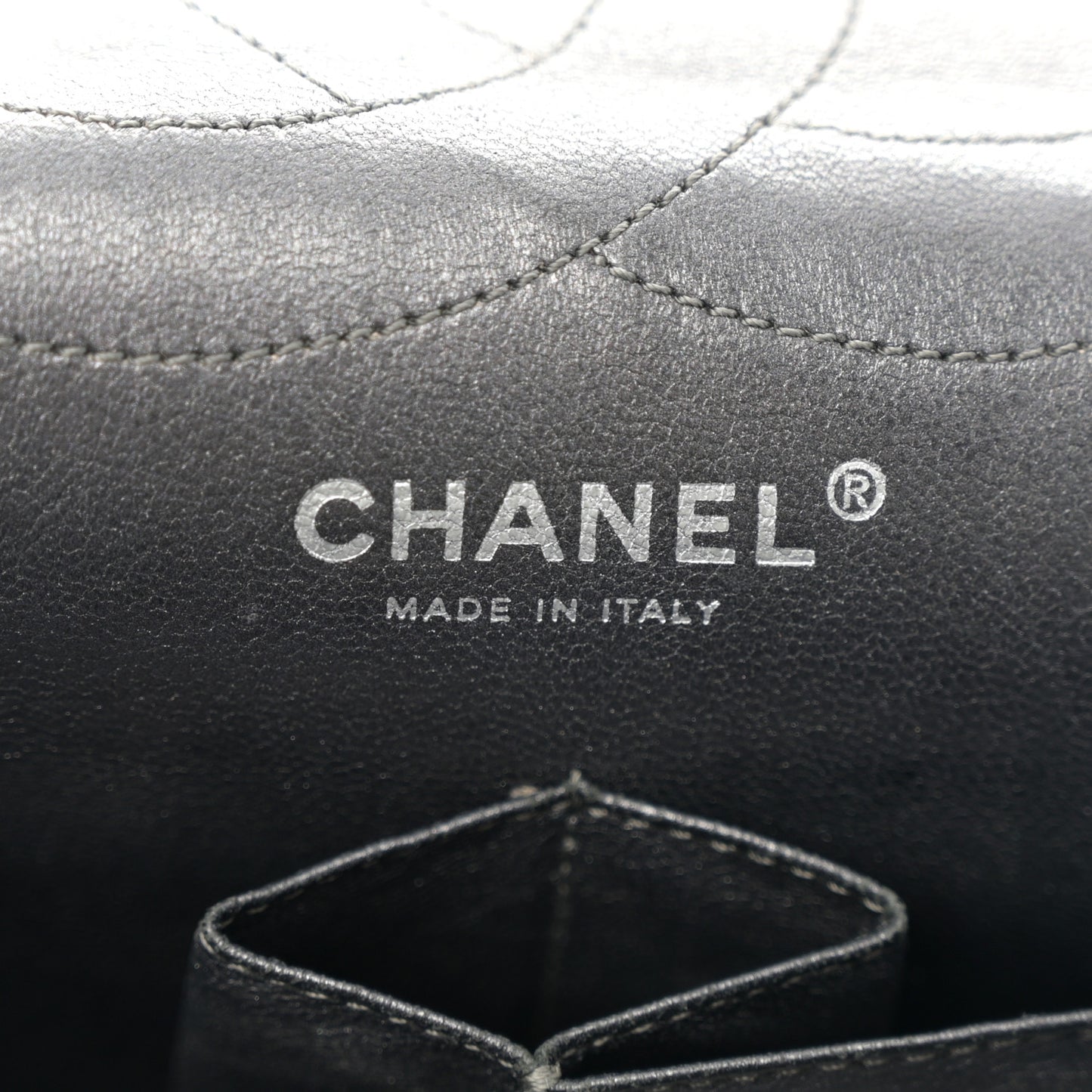 Metallic Aged Calfskin Quilted 2.55 Reissue 228 Flap Black