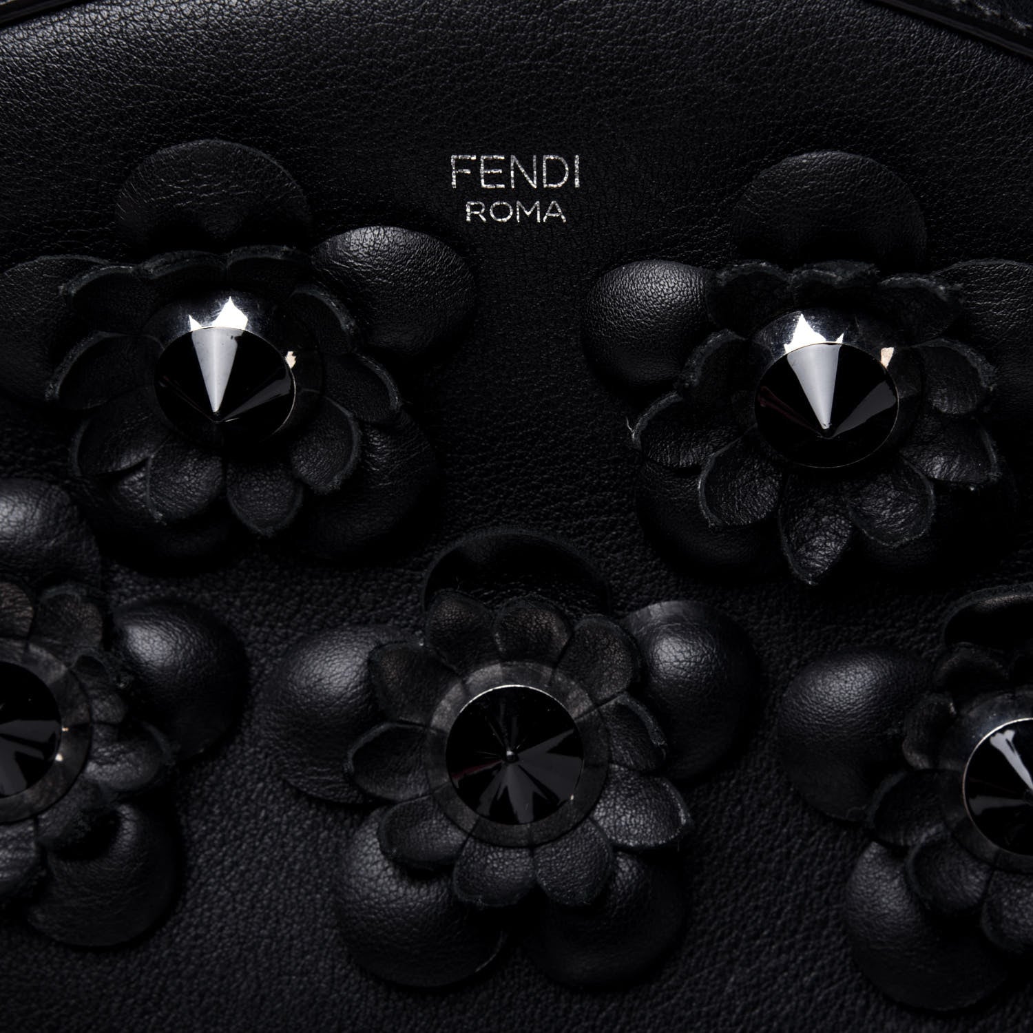 Fendi Vitello Dolce All Over Flowerland Large Backpack Black 12 of 13