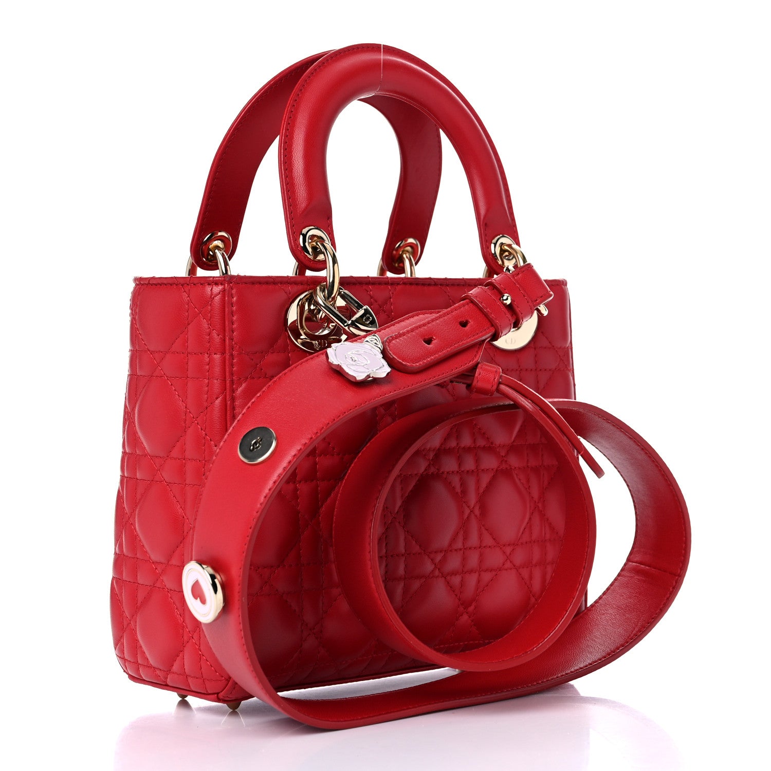 Christian Dior Lambskin Cannage Small Lucky Badges My Lady Dior Red 2 of 12