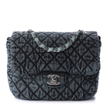 Chanel Washed Denim Quilted Small Denimpression Flap Blue Black 1 of 11
