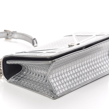 Christian Dior Metallic Patent Micro-Cannage Small Diorama Flap Bag Silver 7 of 9