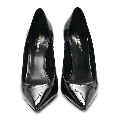Saint Laurent Vernice Chiffon Opyum 110 Pumps  40 Black Gold 3 of 10