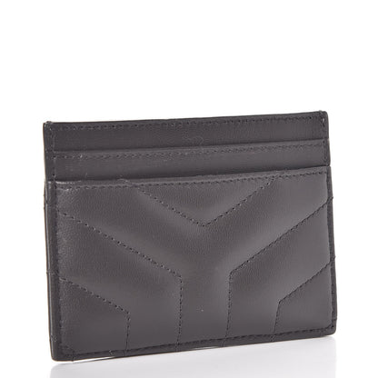 Saint Laurent Calfskin Y Quilted Monogram LouLou Credit Card Case Asphalt 3 of 10