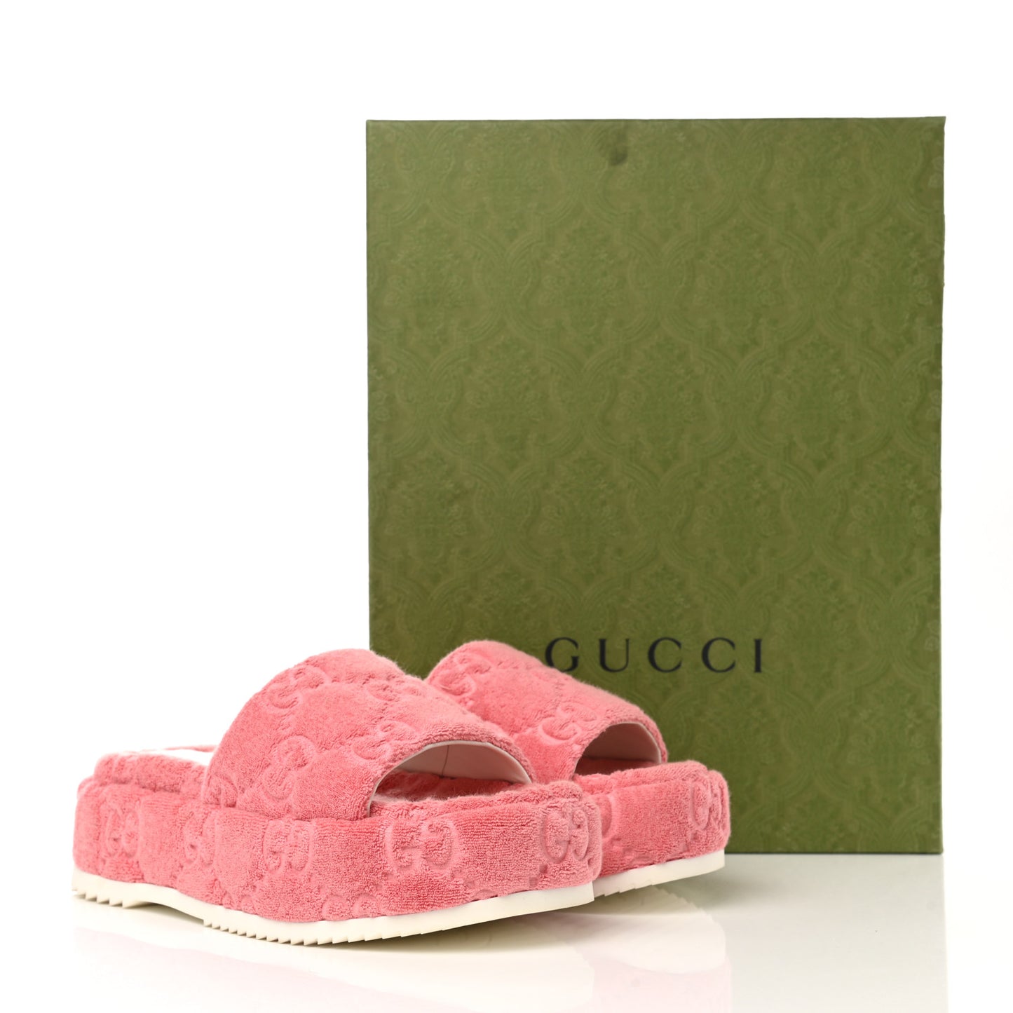 Terry Cloth GG Monogram Angelina Platform 55mm Slide Sandals 37.5 Wild Rose