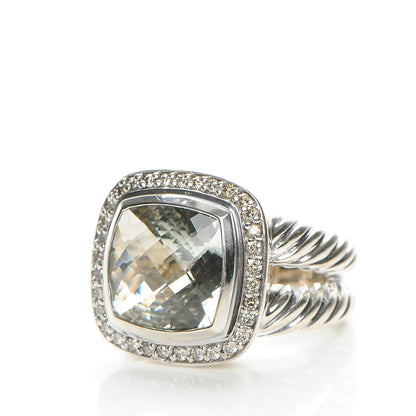 David Yurman Sterling Silver Diamond Prasiolite 11mm Albion Ring 52 6 3 of 6