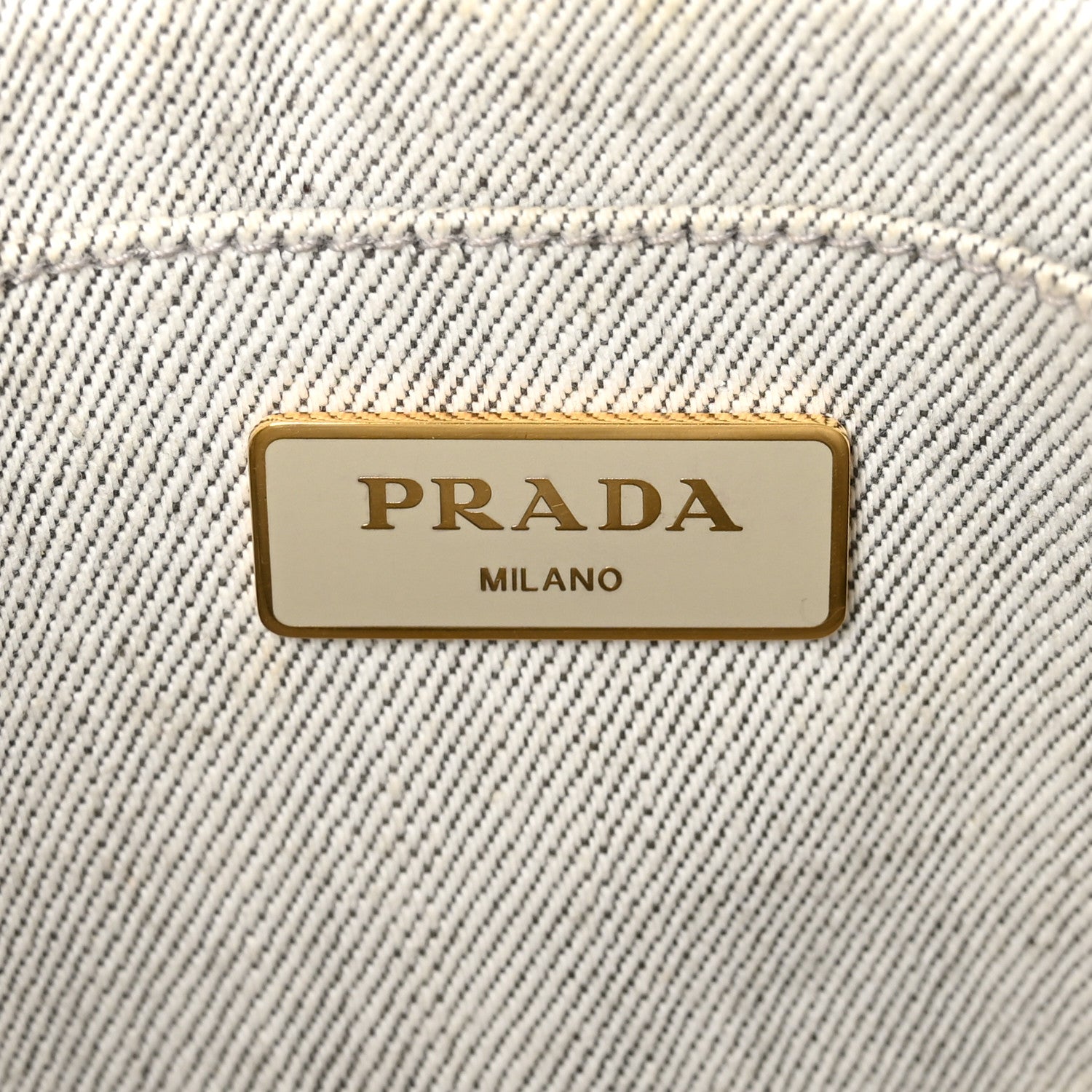 Prada Denim Small Logo Tote Bianco 6 of 9