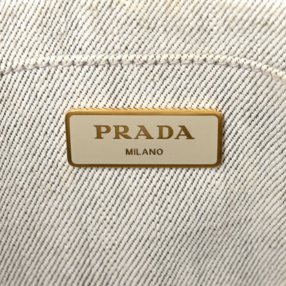 Prada Denim Small Logo Tote Bianco 6 of 9