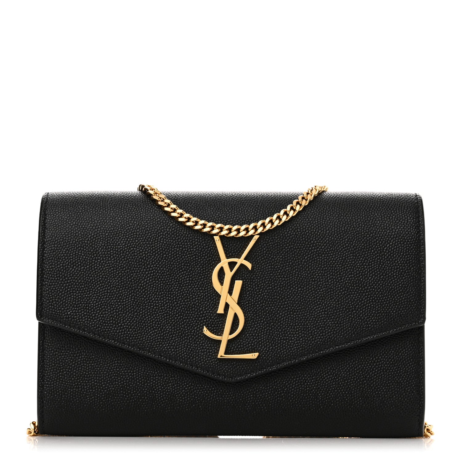 Saint Laurent Grain de Poudre Uptown Chain Wallet Black 1 of 10