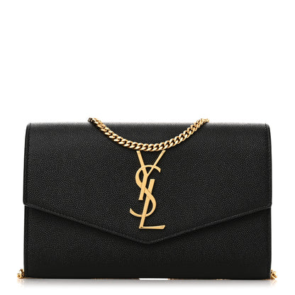 Saint Laurent Grain de Poudre Uptown Chain Wallet Black 1 of 10