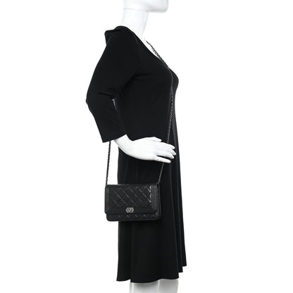 Chanel Caviar Quilted Boy Wallet On Chain WOC Black 2 of 13