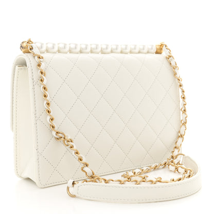 Chanel Lambskin Quilted Small Chic Pearls Flap White 3 of 12