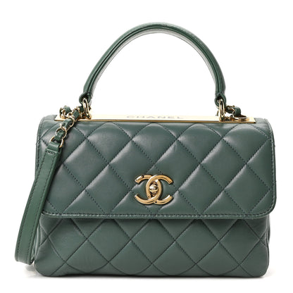 Chanel Lambskin Quilted Small Trendy CC Flap Dual Handle Bag Green 1 of 11