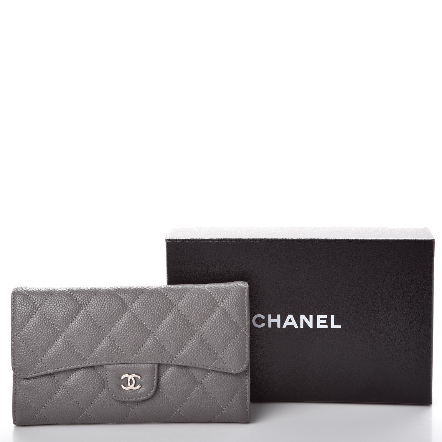 Chanel Caviar Quilted Large Flap Wallet Grey 12 of 12