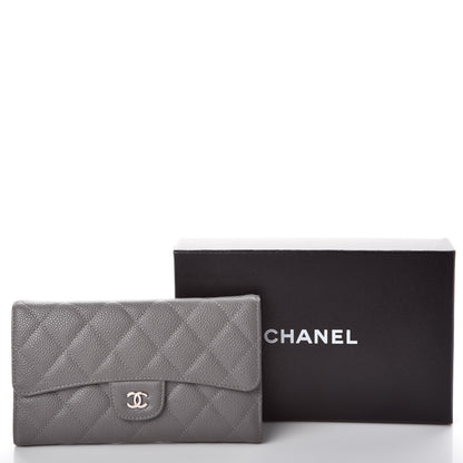 Chanel Caviar Quilted Large Flap Wallet Grey 12 of 12
