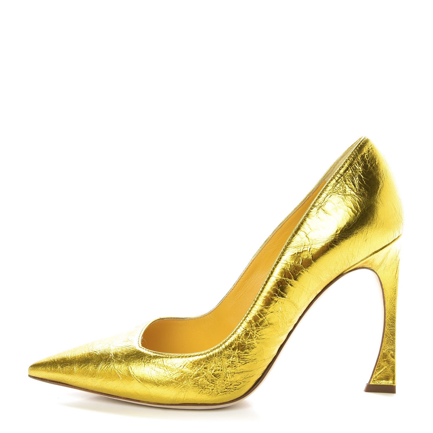 Shiny Crinkled Lambskin Songe Pumps 38.5 Juane