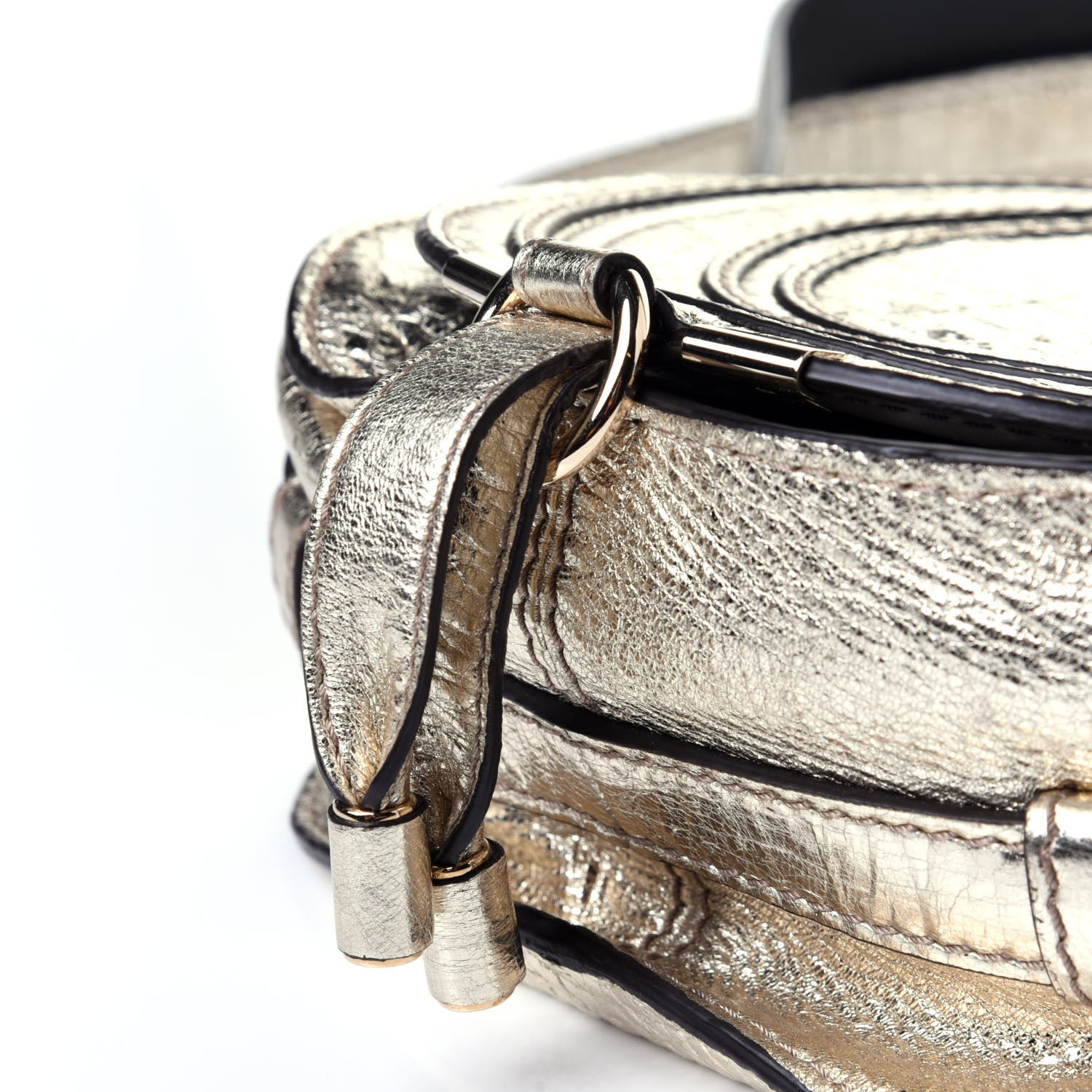 Chloe Metallic Calfskin Mini Marcie Round Crossbody Bag Gold 10 of 12