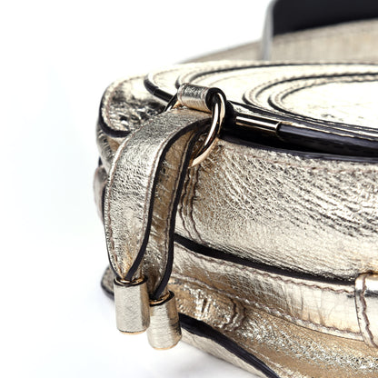 Chloe Metallic Calfskin Mini Marcie Round Crossbody Bag Gold 10 of 12