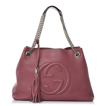Gucci Pebbled Calfskin Medium Soho Chain Shoulder Bag Peonia Flower 1 of 13