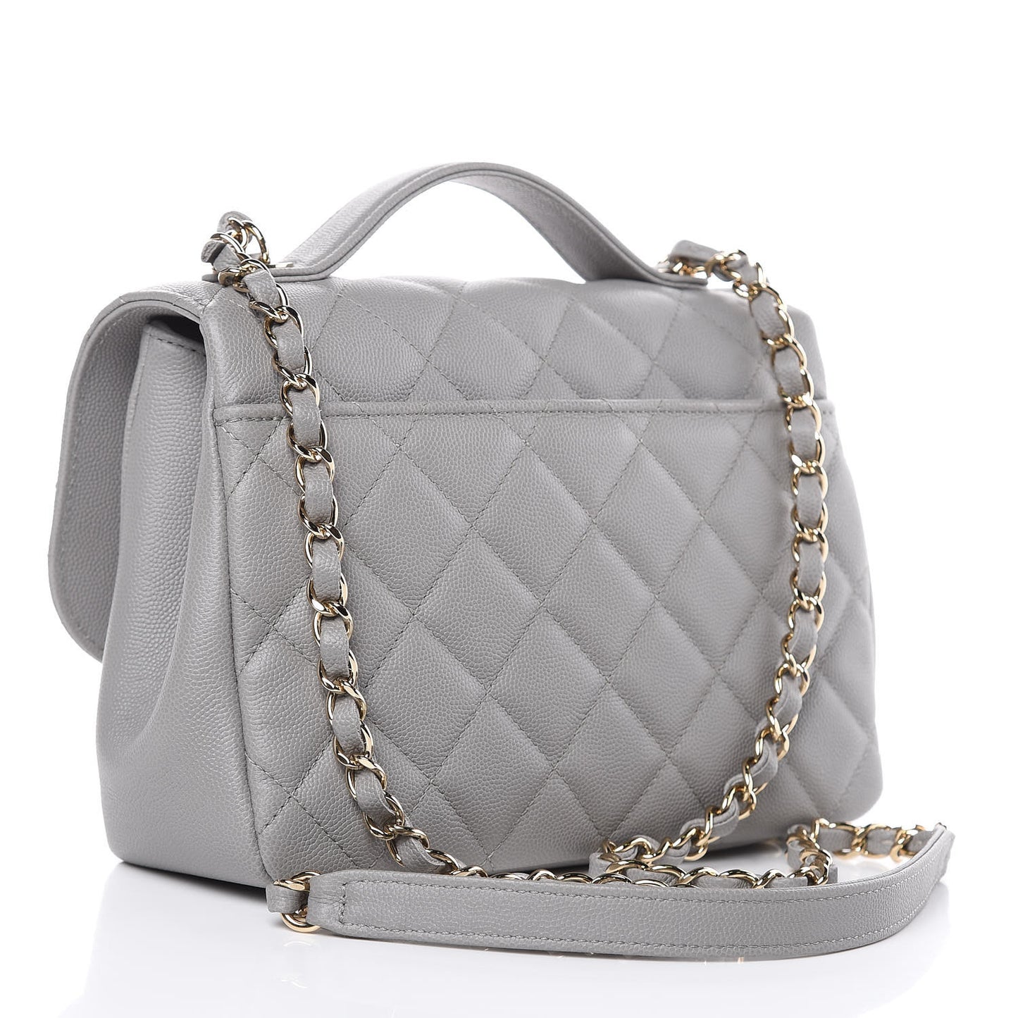 Caviar Quilted Medium Business Affinity Flap Grey