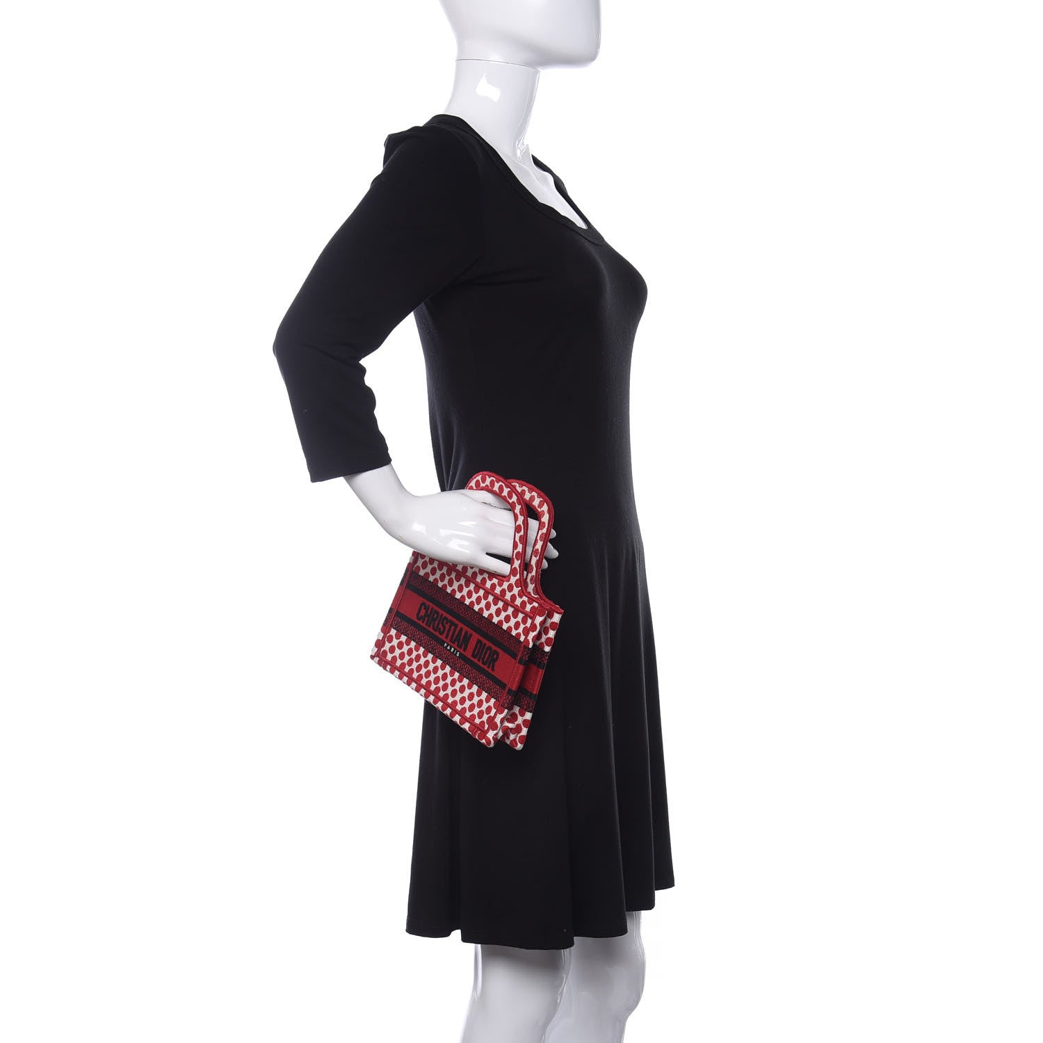 Christian Dior Canvas DiorAmour Dots Mini Book Tote Red 2 of 8