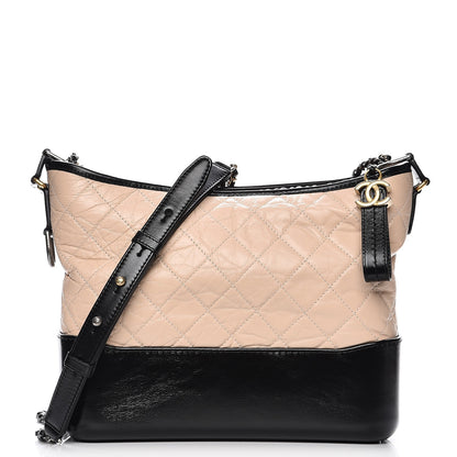 Chanel Aged Calfskin Quilted Medium Gabrielle Hobo Beige Black 1 of 8