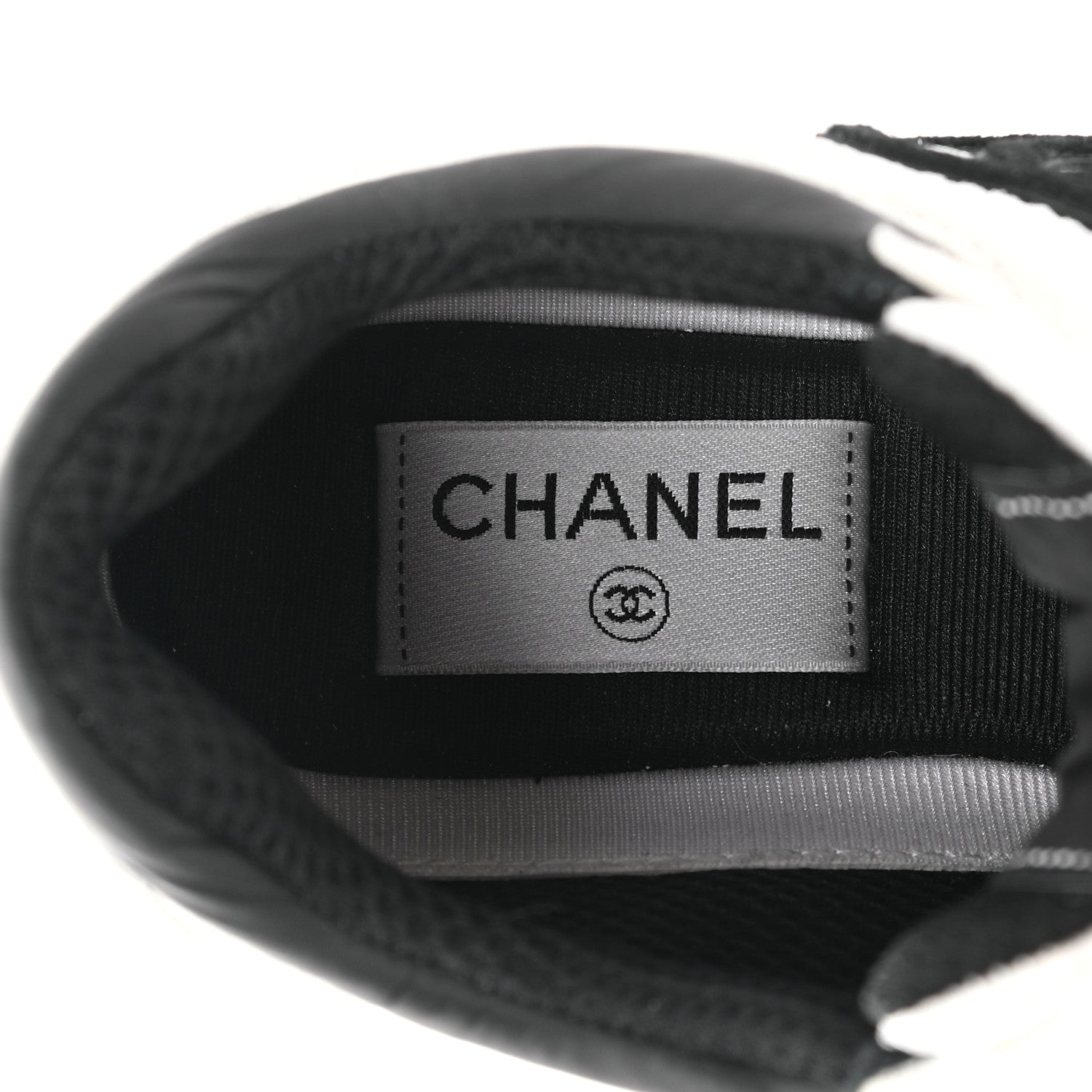 Chanel Mesh Suede Calfskin Grained Calfskin Womens CC Sneakers 37 White Black 6 of 7