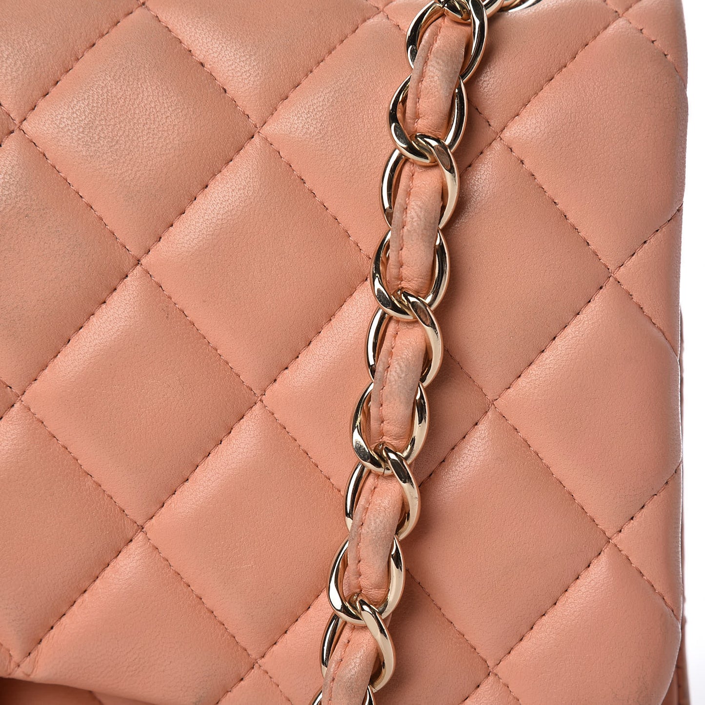 Lambskin Quilted Jumbo Double Flap Light Orange