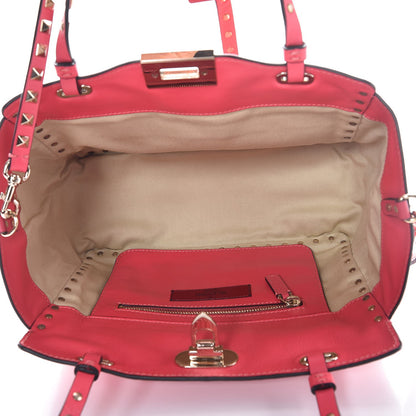 Valentino Garavani Vitello Small Rockstud Tote Raspberry 6 of 8