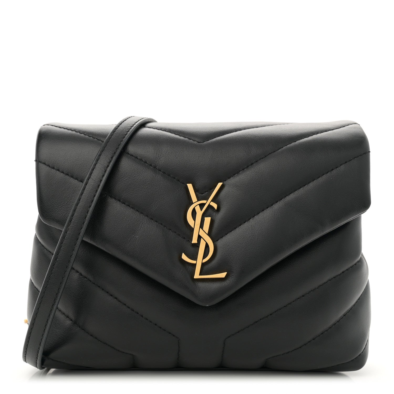 Saint Laurent Calfskin Y Quilted Monogram Toy Loulou Crossbody Bag Black 1 of 12