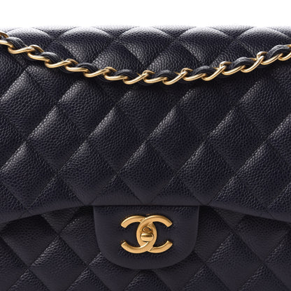 Chanel Caviar Quilted Jumbo Double Flap Navy Blue 10 of 10
