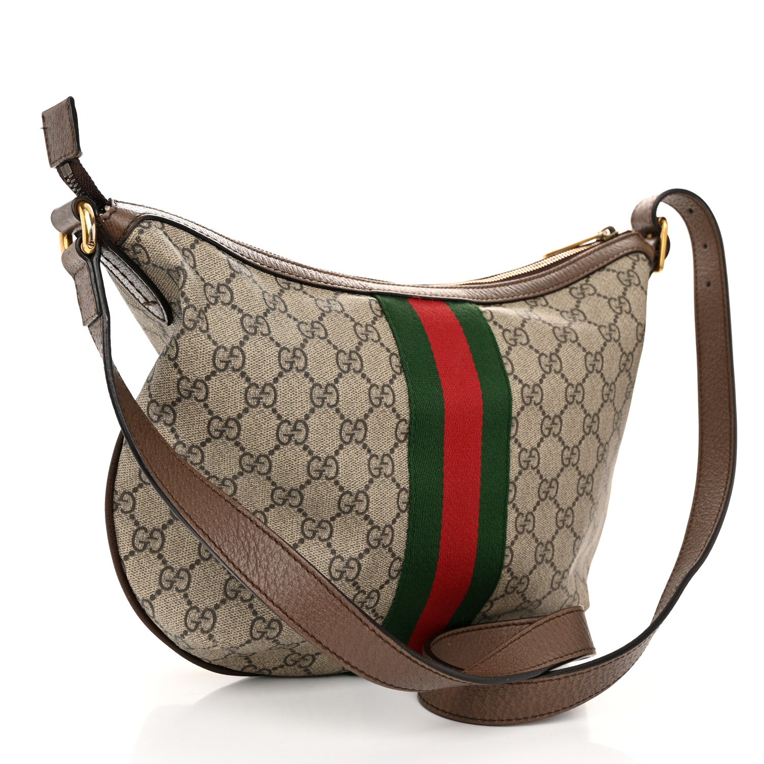 Gucci GG Supreme Monogram Web Small Ophidia Half Moon Hobo Brown 3 of 11