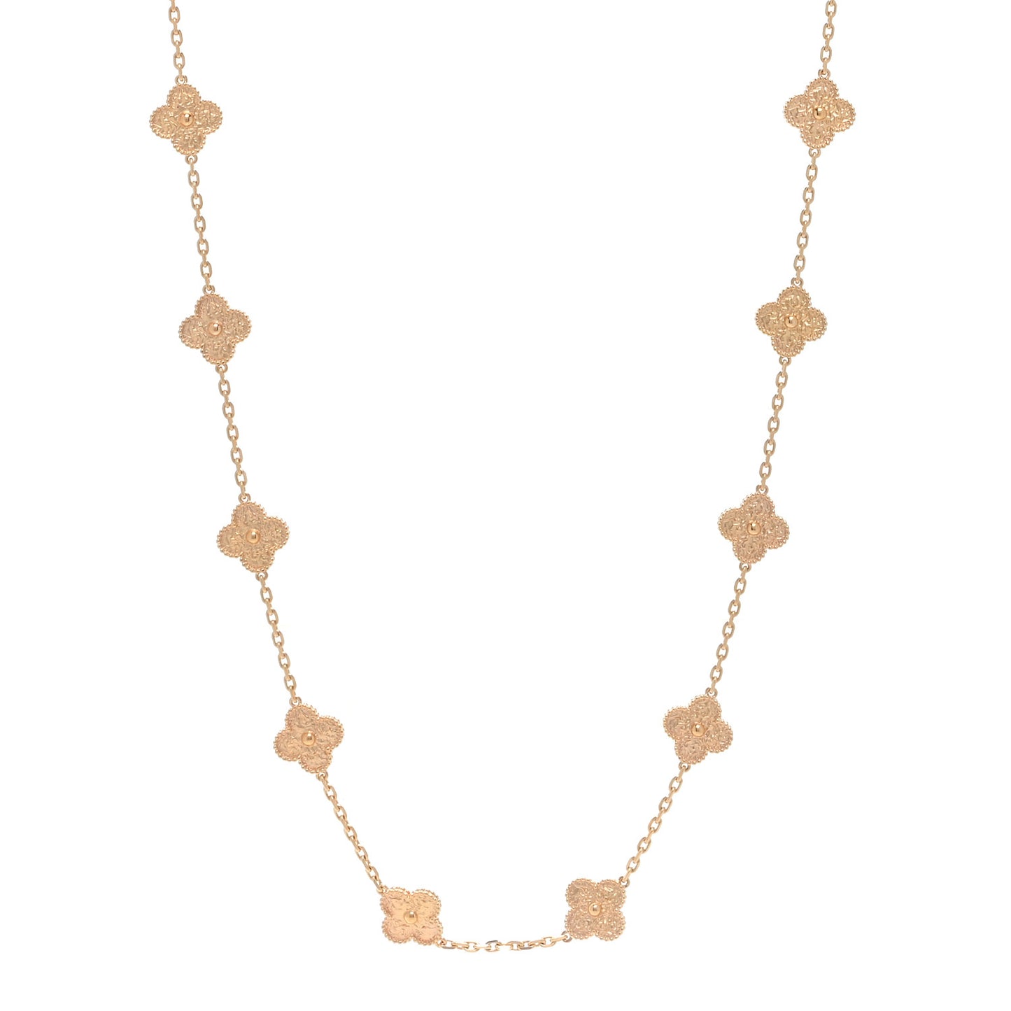 18K Rose Gold 20 Motifs Vintage Alhambra Necklace