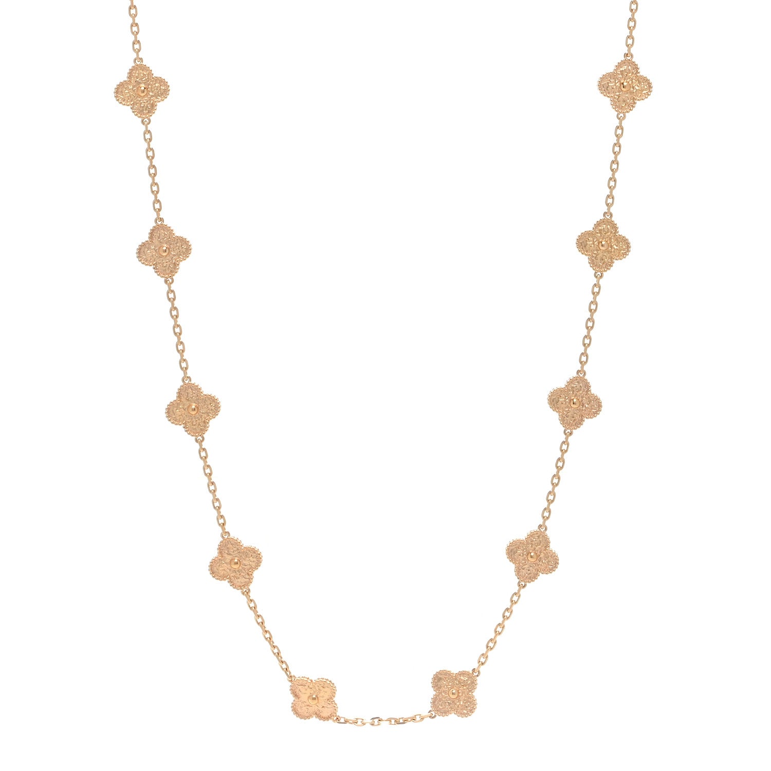 Van Cleef & Arpels 18K Rose Gold 20 Motifs Vintage Alhambra Necklace 1 of 3