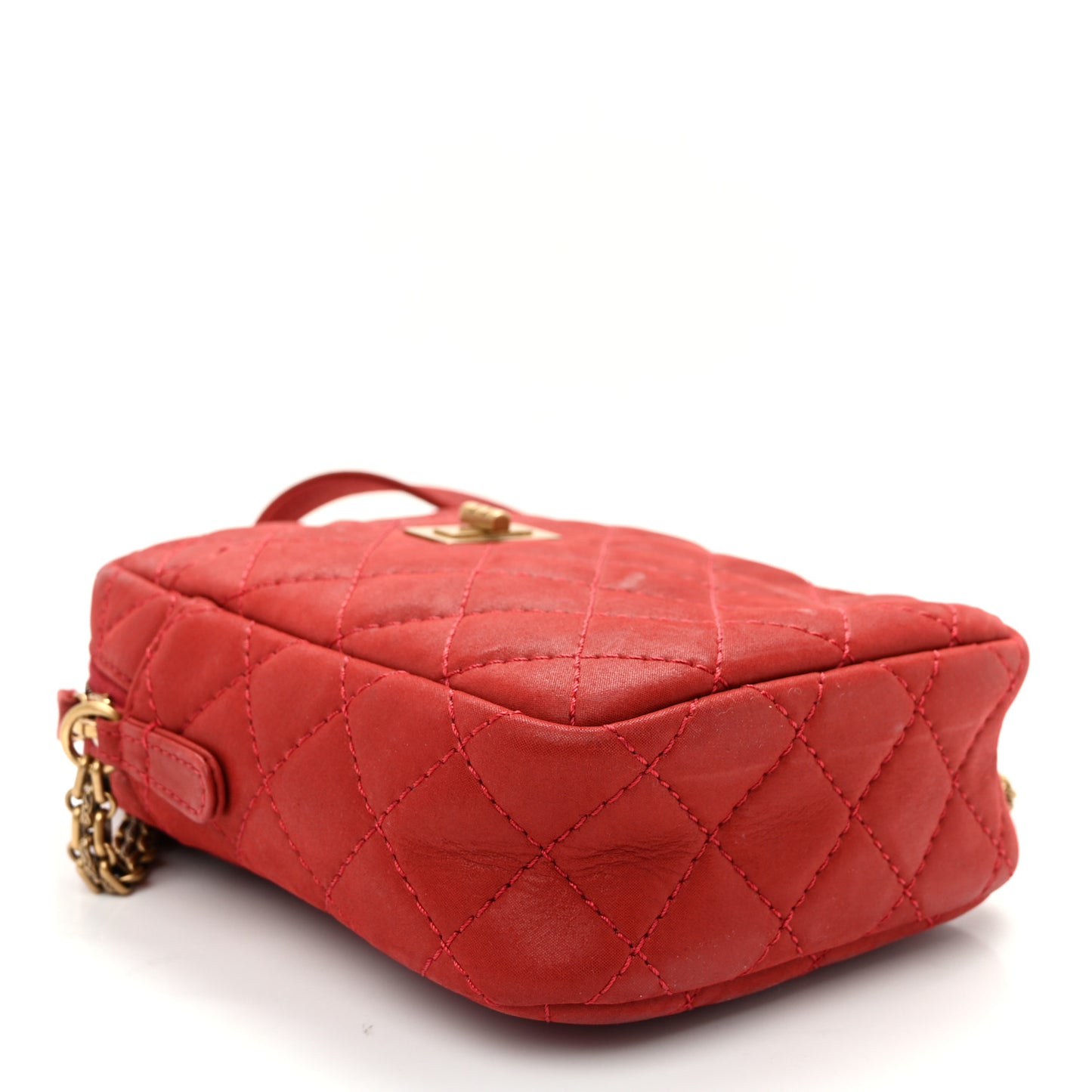 Iridescent Calfskin Quilted Reissue Camera Case Red