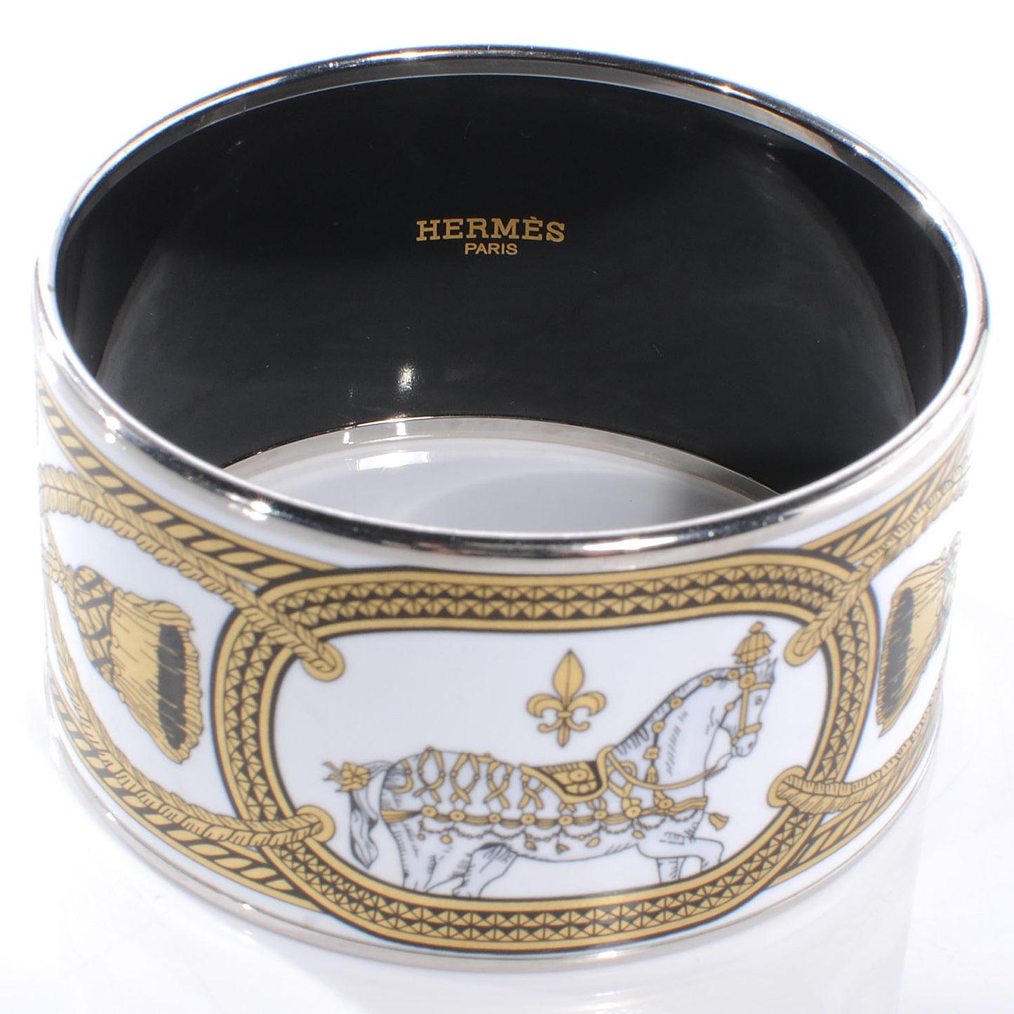 Enamel Printed Grand Apparat Extra Wide Bracelet 65 White